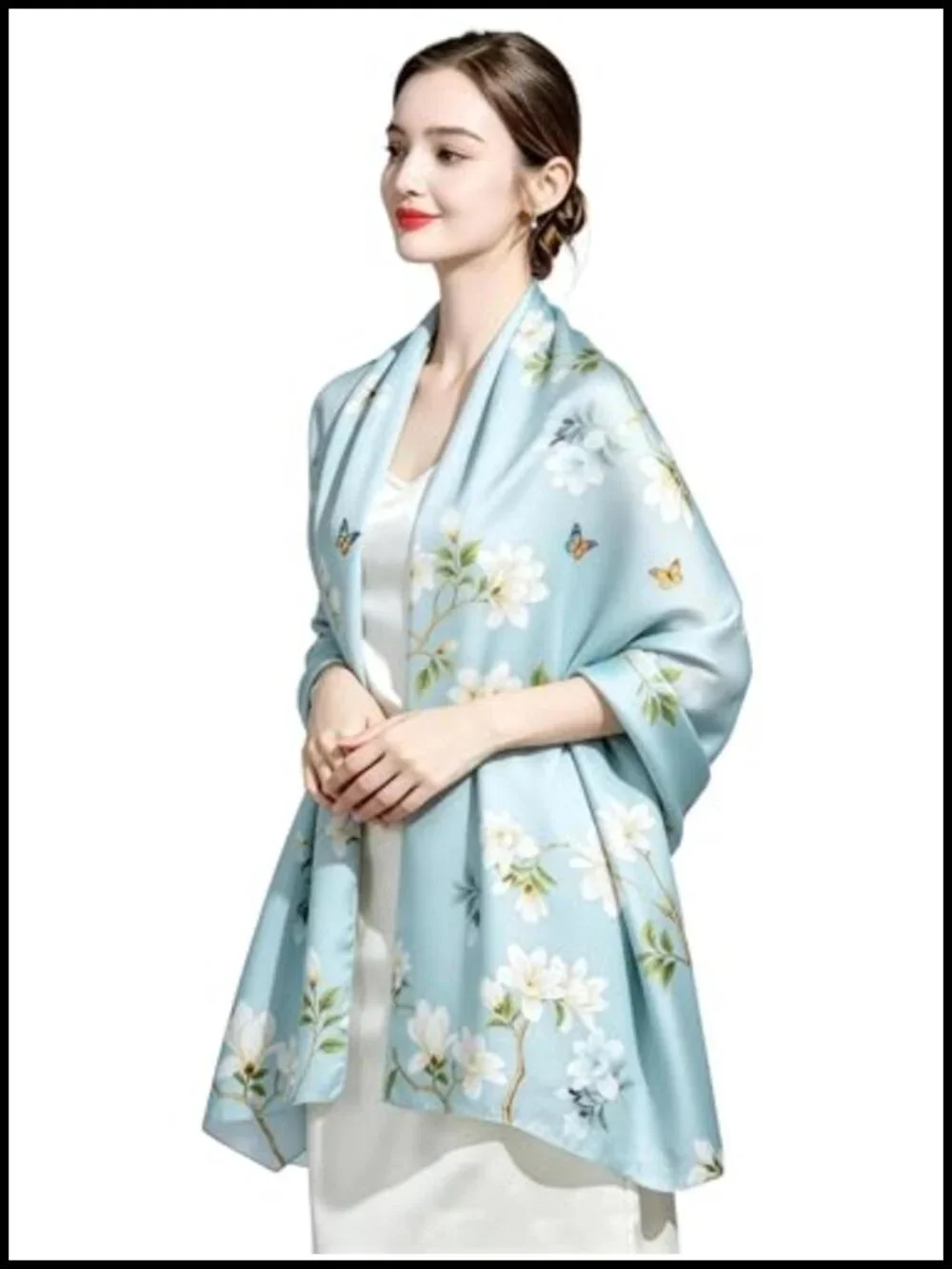 100% Mulberry Silk Large Shawl - Versatile Head Wrap & Neck Scarf